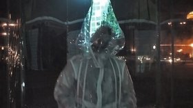 Ahmed Basiony, 30 Days of Running in Place, 2011, installation detail, Egyptian Pavilion, 54th Venice Biennale, five-screen video installation.