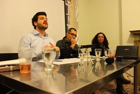 Egyptian Visual Culture in the Context of Conflict and Unrest, left to right: Omar Kholeif, Ahmad Hosni, Dalia Mostafa.