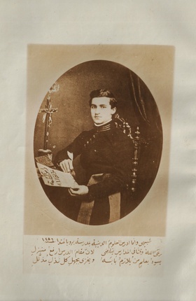 Louis Saboungi, black and white, on paper.