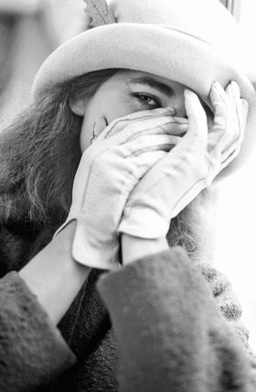 Lucien Samaha, Photography of model in Milano, Italy, 1985. B&W photograph, unpublished, made only as a test.