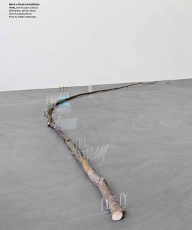 Slavs & Tatars, Bazm u Razm, installation view, dichronic glass (various dimensions), ash tree wood, 2014. Kunsthalle Zurich.