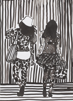 Hamid el Kanbouhi, Metro, 2012, ink on paper, 70 x 50cm.