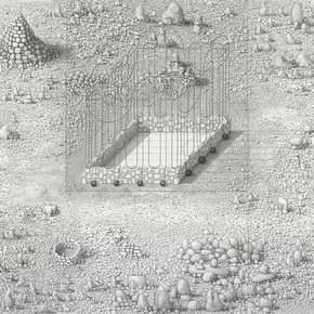 Paul Noble, <em>Family is Infinity (or, Hard Labour)</em>, 2009–2010, Pencil on paper, 3 panels: 54 5/16 x 65 inches overall (138 x 165 cm). © Paul Noble and Gagosian Gallery.