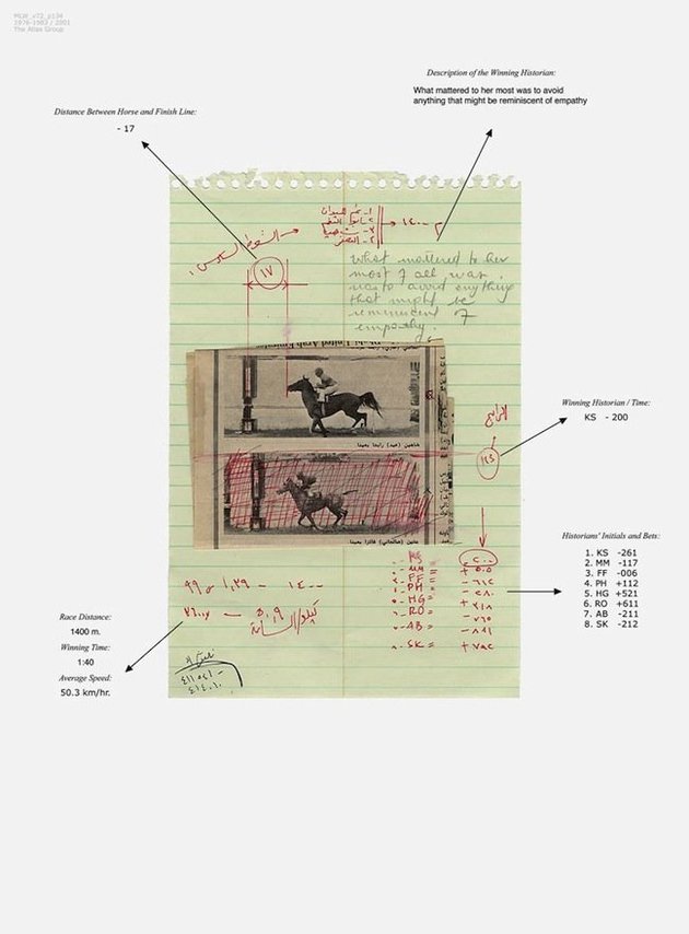 Walid Raad, Notebook volume 72: Missing Lebanese Wars, dates: 1992, plates: 132 and 134. Courtesy the artist.