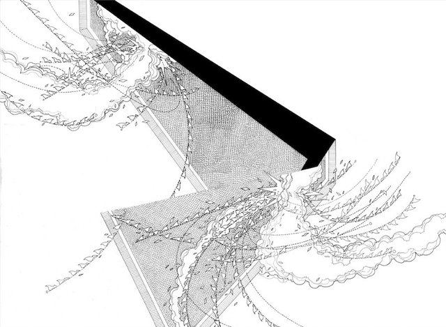 Seher Shah, Unit Object (bent), 2011, graphite and gouache on paper, 56 x 76 cm. Courtesy of the artist. 