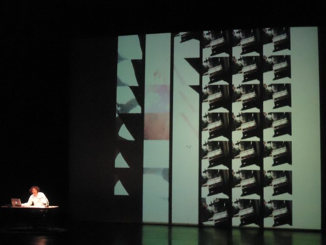 Rabih Mrou&eacute; performing The Pixelated Revolution, Staatstheatre, Kassel, Documenta 13, June 7, 2012.Copyright: ATP/Ibraaz Publishing, 2012.