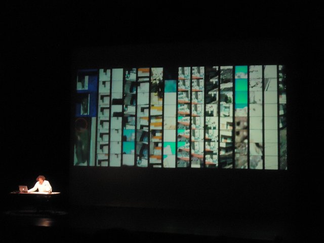Rabih Mrou&eacute; performing The Pixelated Revolution, Staatstheatre, Kassel, Documenta 13, June 7, 2012.Copyright: ATP/Ibraaz Publishing, 2012.