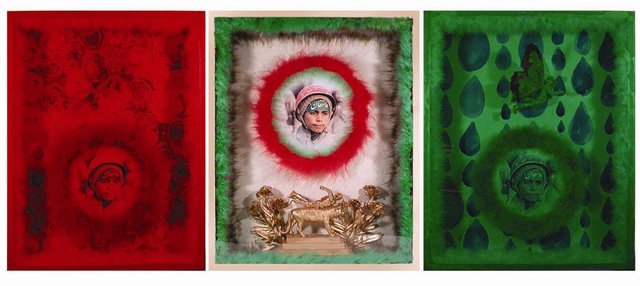 <p>Behrang Samadzadeghan<br /> <em>My Superhero # 1</em>, 2010<br /> Mixed media, triptych</p> <p>46 x 57 cm each <br /> Courtesy of the artist and Aaran Gallery, Tehran</p>&nbsp;