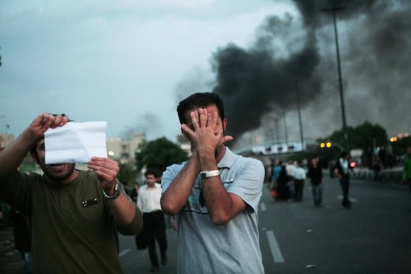 <p>Newsha Tavakolian, 2011</p><p>Photograph</p><p>Courtesy of the artist</p><p>Â </p><p>7: Members of the voluntary paramilitary force, the baseej, shot and killed one man and wounded others in a one million strong crowd of supporters of Mir-Hossein Mousavi.</p>&nbsp;