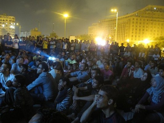 <p><em>Tahrir Cinema</em>Â </p><p>Tahrir Square, Cairo, July sit-in, 2011</p><p>Photograph by Lara Baladi</p>&nbsp;