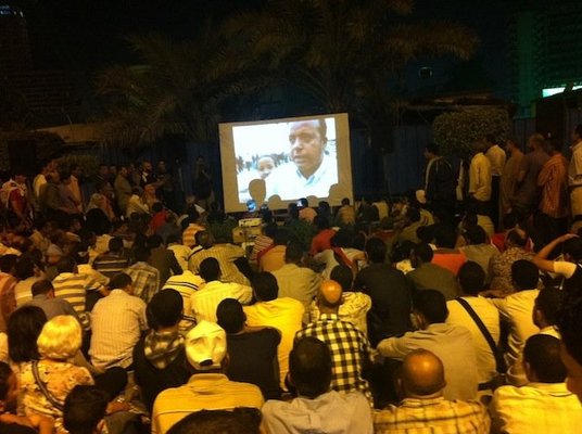 <p><em>Tahrir Cinema</em>Â </p><p>Tahrir Square, Cairo, July sit-in, 2011</p><p>Photographs posted on <em>Tahrir Cinema</em> Facebook page by the audience</p>&nbsp;