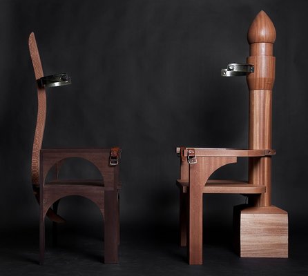 <p>Sama Alshaibi</p><p><em>vs. The Ruler, </em>2011</p><p>Installation, wood, leather, brass, speakers, sound, variable dimensions</p><p>Nadour Collection</p><p>Image courtesy of the artist and Lawrie Shabibi</p>&nbsp;