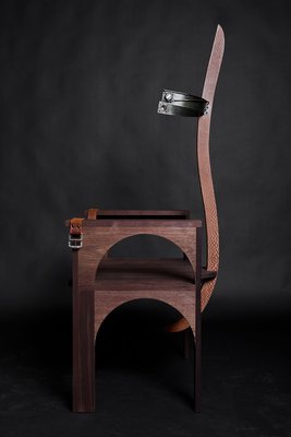 <p>Sama Alshaibi</p><p><em>vs. The Ruler, </em>2011,</p><p>Detail of female throne, wood, leather, brass, speakers, sound, variable dimensions</p><p>Nadour Collection</p><p>Image courtesy of the artist and Lawrie Shabibi</p>&nbsp;