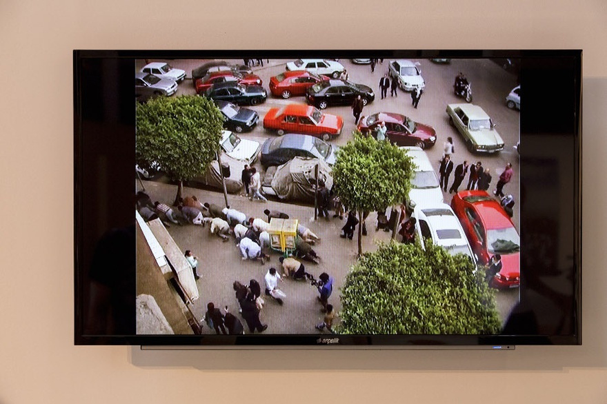 Amal Kenawy, Silence of the Lambs/Sheep, 2009. Installation view at the 13th Istanbul Biennial, 2013. Performance and video transferred to DVD, PAL, 4:3, 8:51 min. Courtesy The Amal Kenawy Estate and Istanbul Foundation for Culture and Arts.