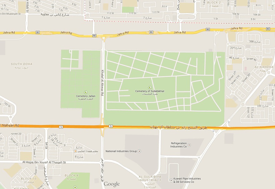 Sulaibikhat cemetery map, map data.