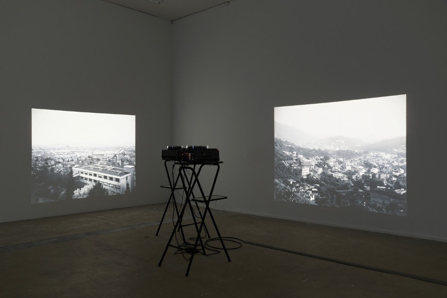 Eric Baudelaire, Site Displacement/D&eacute;placement de Site, 2007. Installation view, La Photographie performe (The Body and the Archive), Centre Photographique d&rsquo;Ile-de-France de Pontault-Combault, 2014.