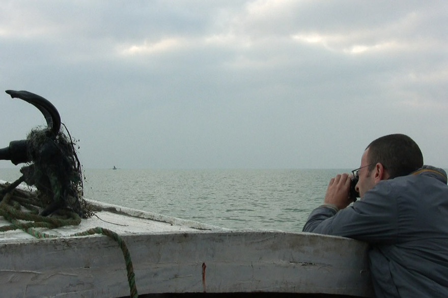 Uriel Orlow filming in the Great Bitterlake.