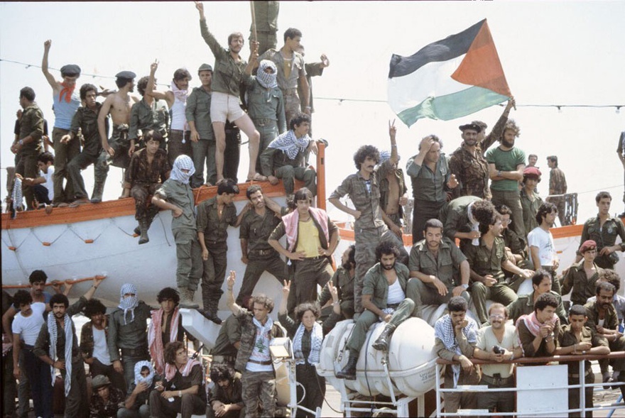 Ahmad Barclay & Hana Sleiman, PLO ships leaving port of Beirut.
