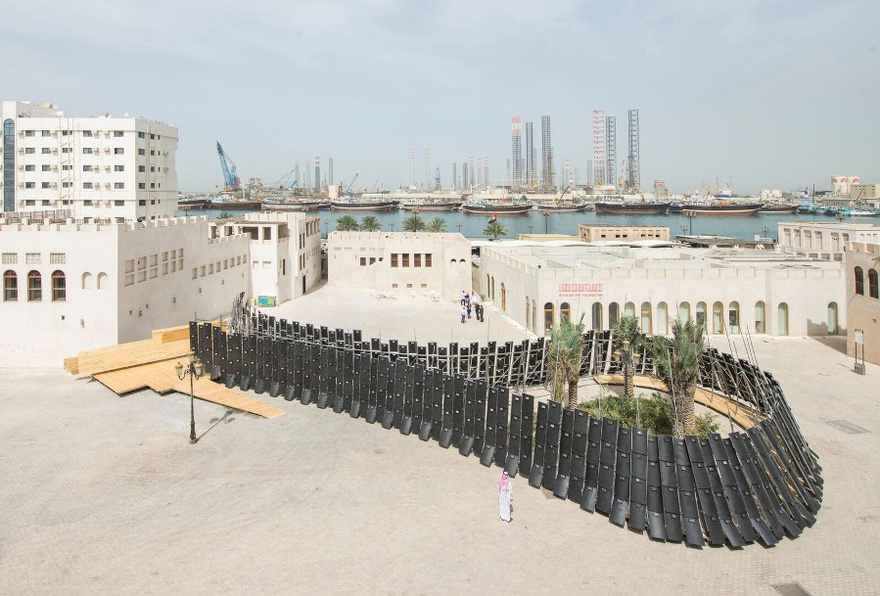 Rain Wu and Eric Chen, Collectivism, 2016. Shields, plants, soil, steel, timber. Dimensions variable. Commissioned by Taipei Biennial.