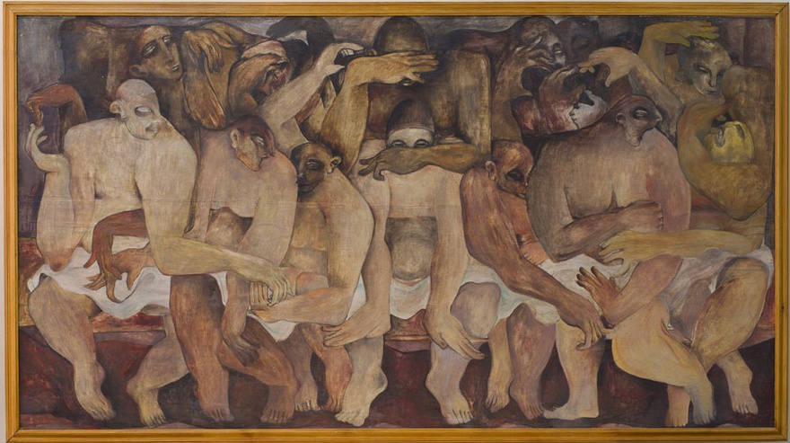 Rateb Seddik, Untitled, 1940. Oil on wood, 120 x 220 cm.