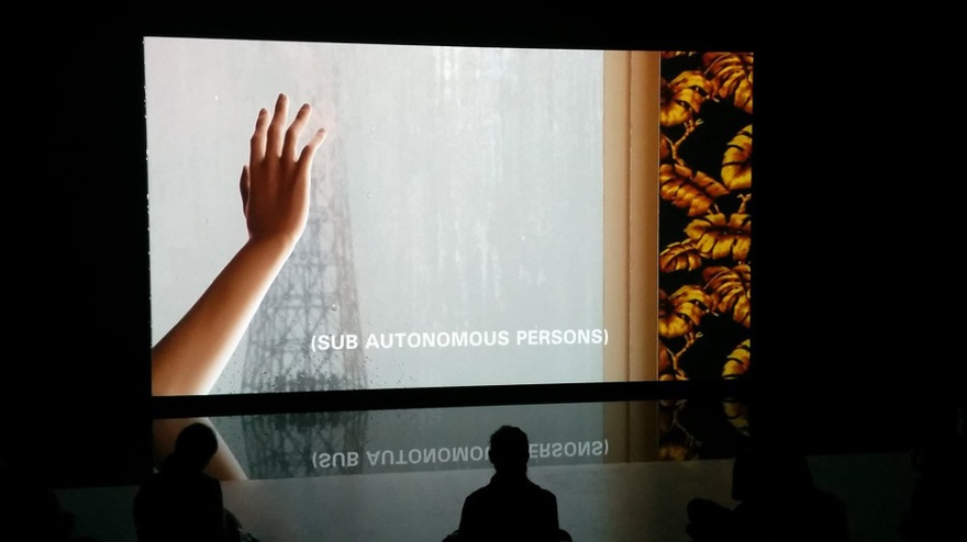 Cécile B. Evans, What the Heart Wants, 2016. HD video, color, sound; water, wooden platform. Dimensions variable.